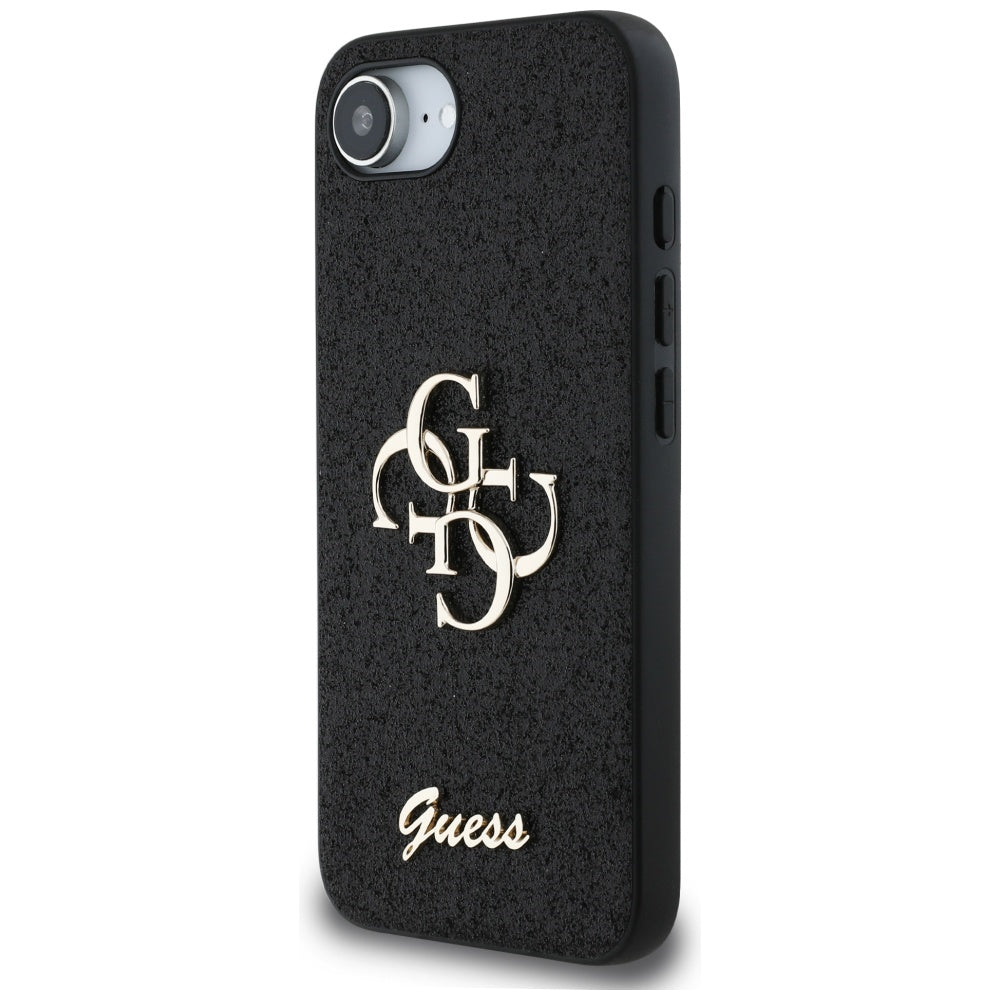 Etui na Apple iPhone 17e / 16e, Guess, Fixed Glitter Big 4G, Czarne