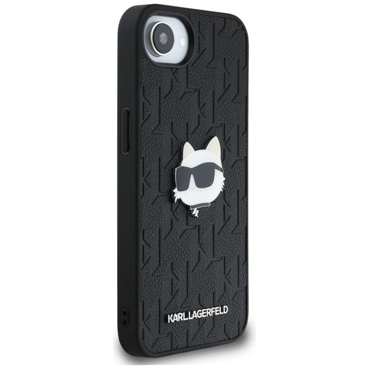 Etui na Apple iPhone 16e, Karl Lagerfeld, Monogram Choupette's Head, Czarne