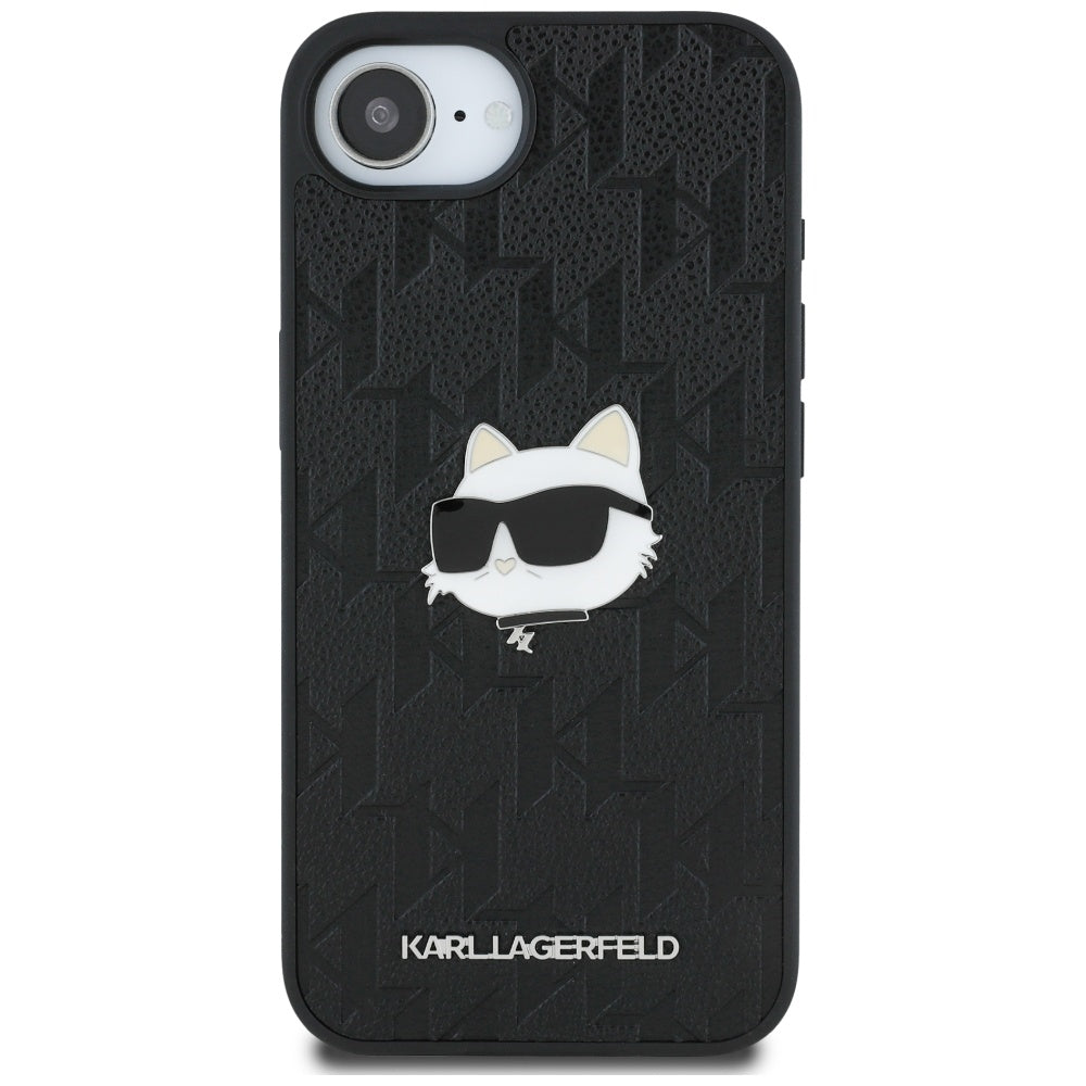 Case for Apple iPhone 17e / 16e, Karl Lagerfeld, Monogram Choupette's Head, Black