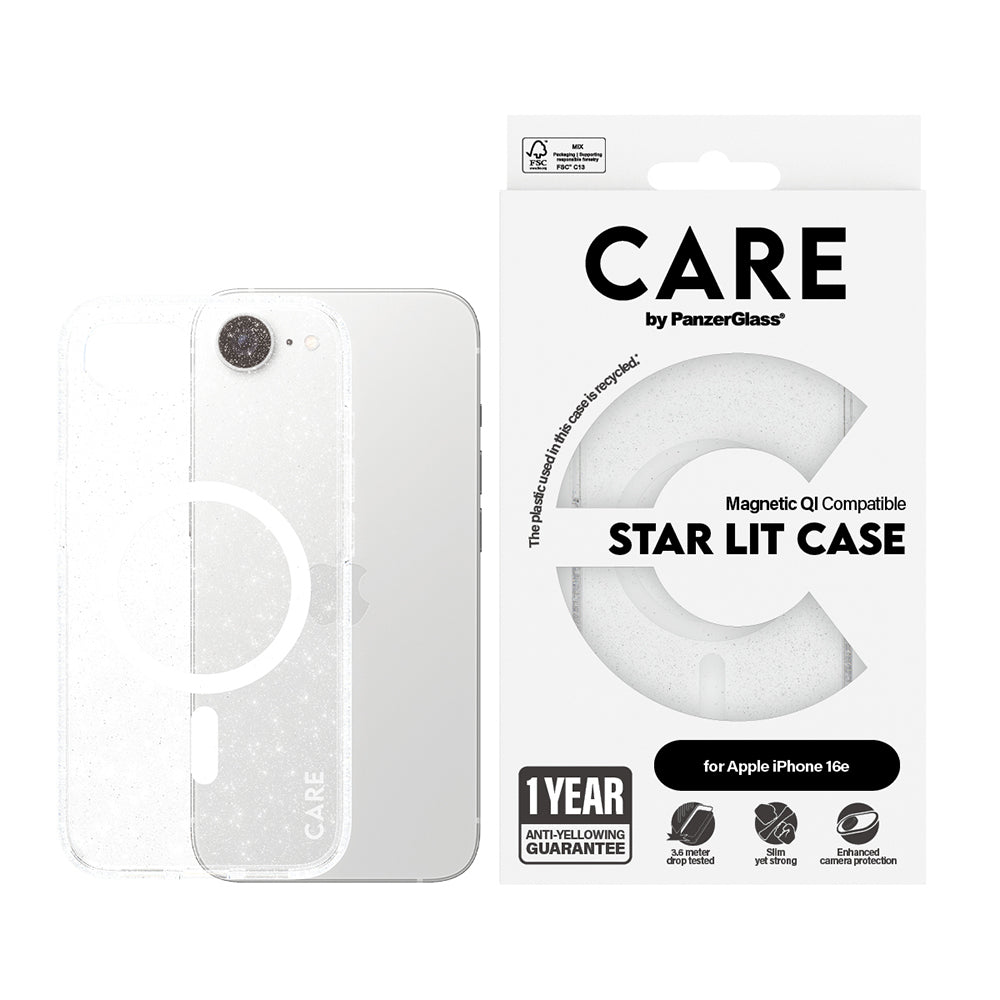 Etui na Apple iPhone 17e / 16e, PanzerGlass, Care Urban Combat Star Lit, Przezroczyste Białe
