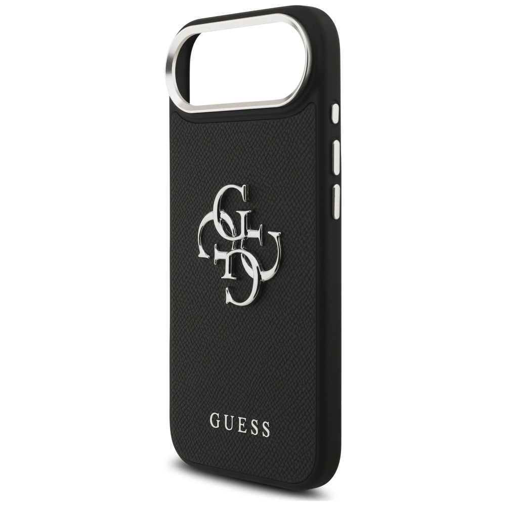 Etui na Apple iPhone 17 Air, Guess, 4G Grained Big and Classic Logo, Czarne Srebrzyste