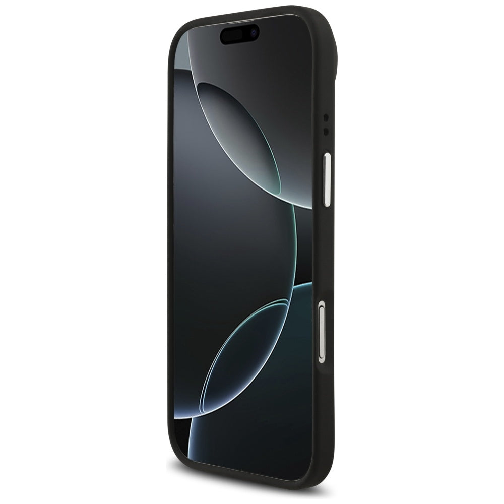 Etui na Apple iPhone 17 Air, Guess, 4G Grained Big and Classic Logo, Czarne Srebrzyste
