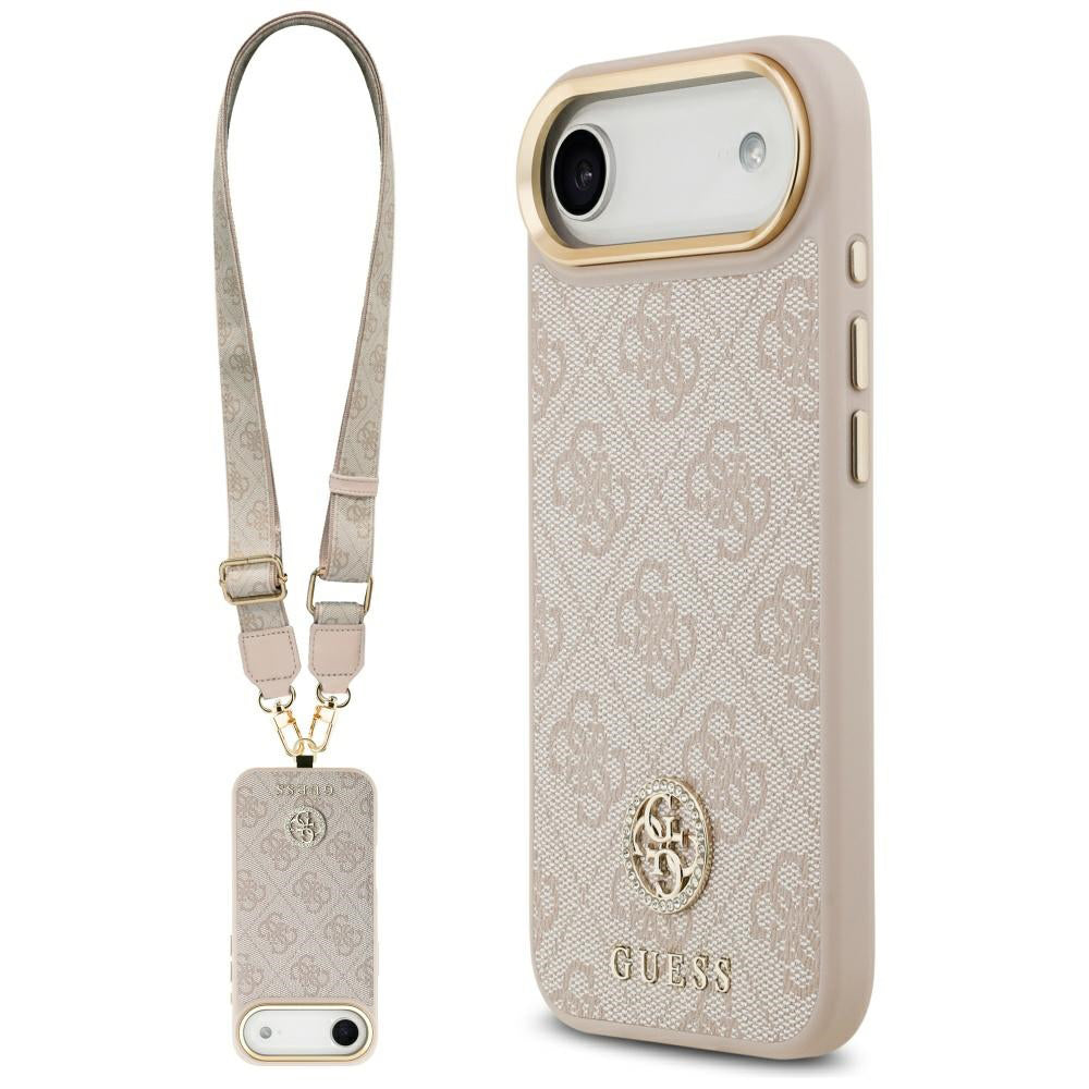Etui na Apple iPhone 17 Air, Guess, 4G Strass Logo and Big Strap, Różowy