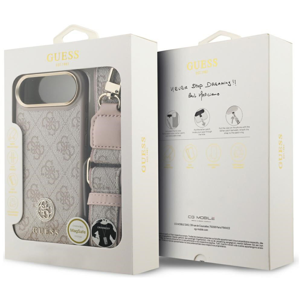 Etui na Apple iPhone 17 Air, Guess, 4G Strass Logo and Big Strap, Różowy