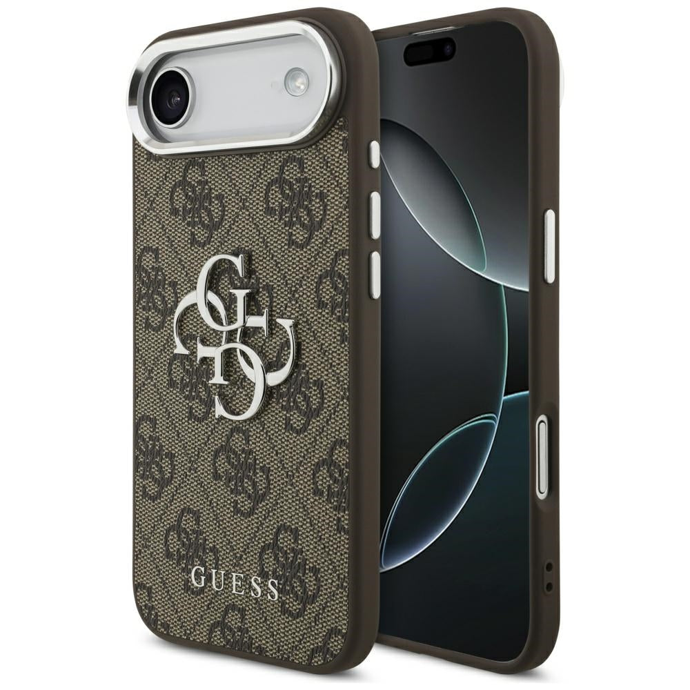 Etui na Apple iPhone 17 Air, Guess, Big 4G Logo Classic, Brązowo-Srebrne