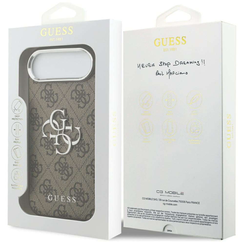 Etui na Apple iPhone 17 Air, Guess, Big 4G Logo Classic, Brązowo-Srebrne