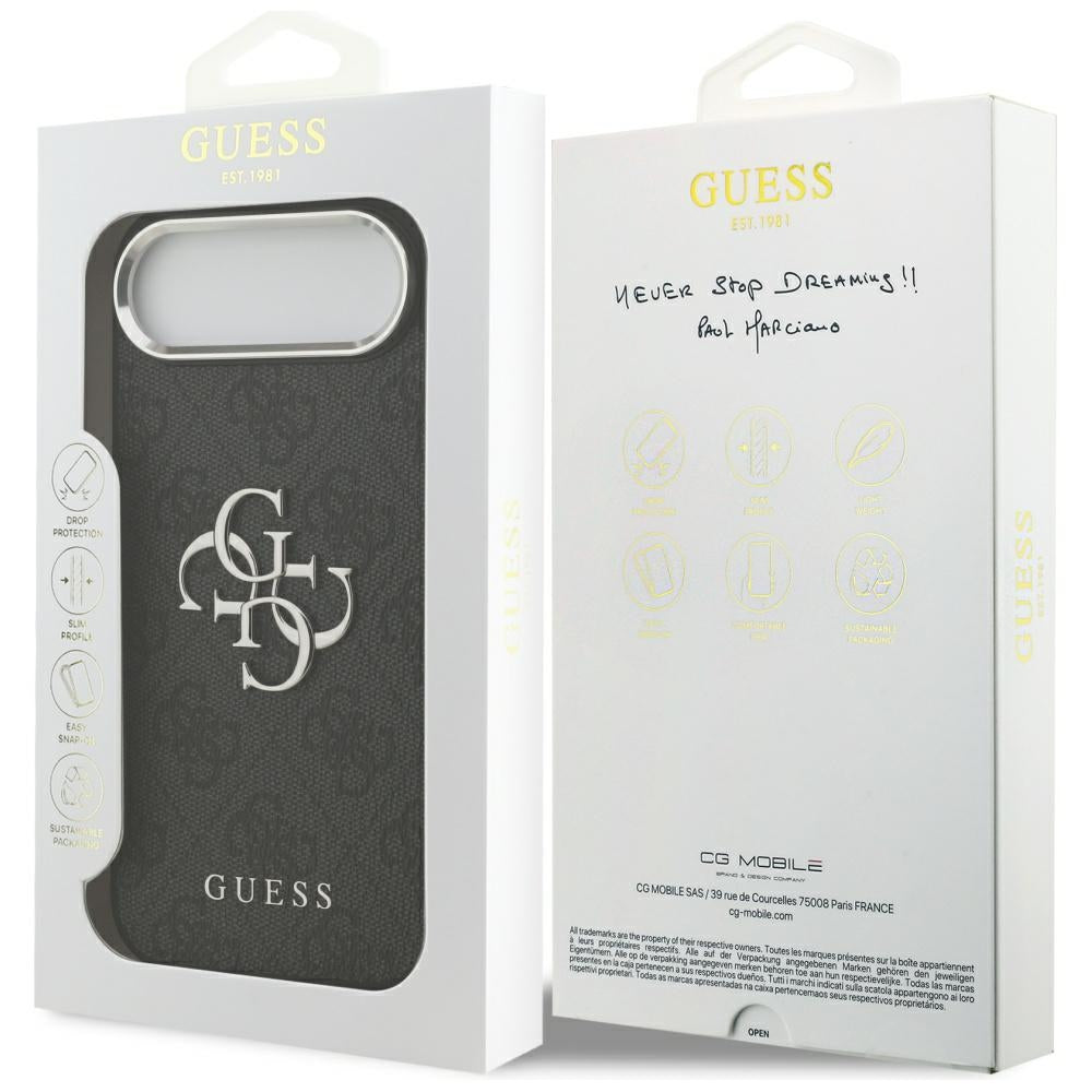 Etui na Apple iPhone 17 Air, Guess, Big 4G Logo Classic, Czarne Srebrne