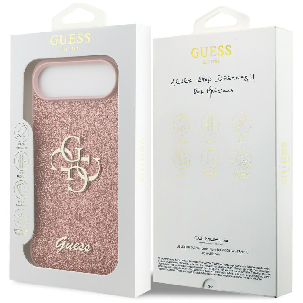 Etui na Apple iPhone 17 Air, Guess, Fixed Glitter Big 4G, Różowy
