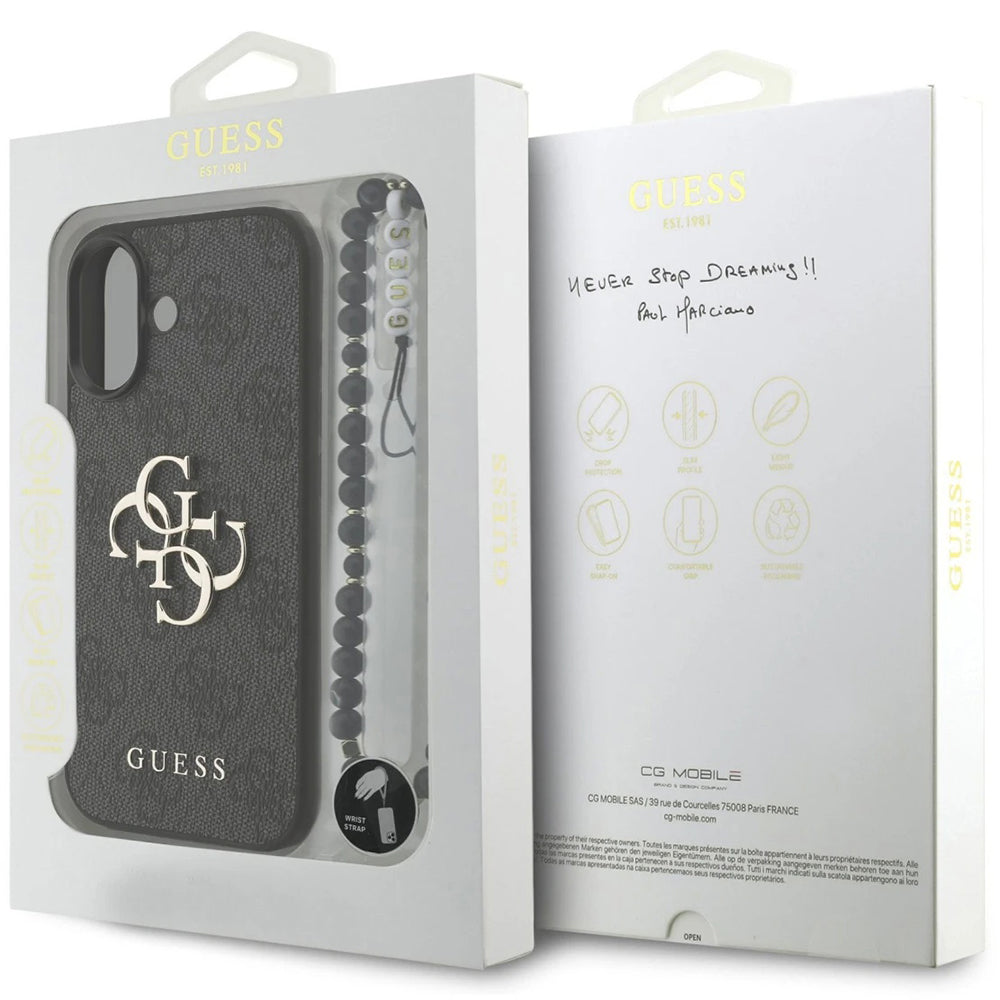 Etui na Apple iPhone 17, Guess, 4G Classic Logo with Strap, Czarne