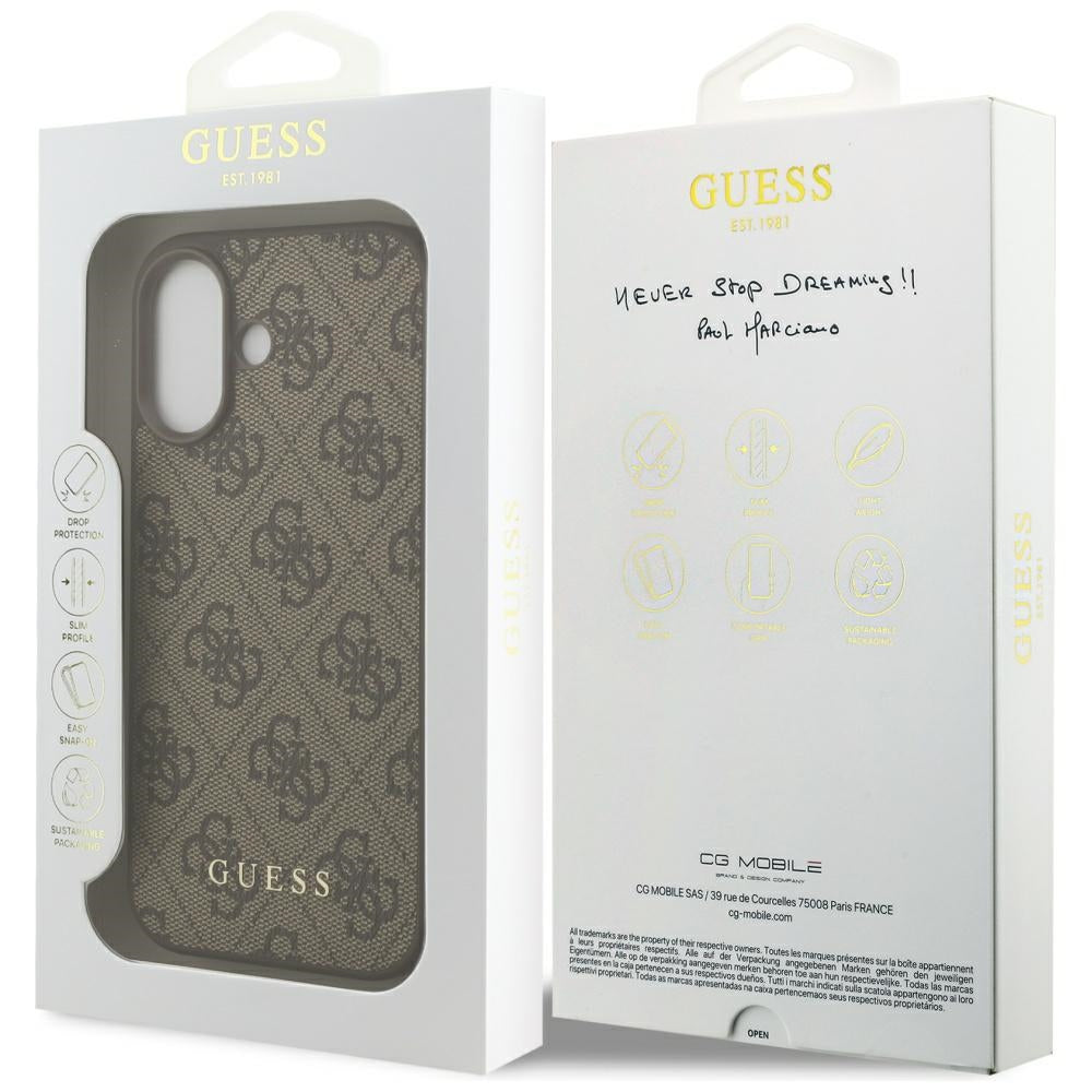 Etui na Apple iPhone 17, Guess, 4G Classic, Brązowy