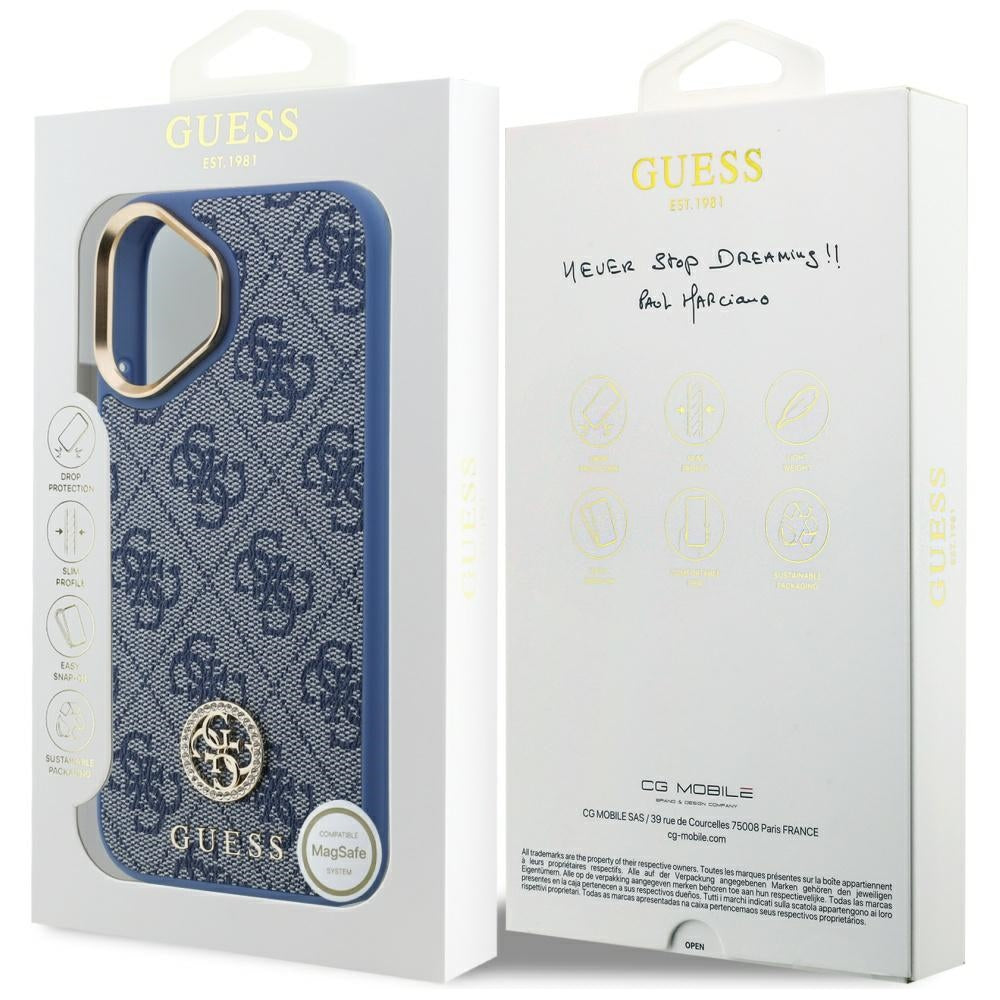 Etui na Apple iPhone 17, Guess, 4G Strass Logo, Niebieskie