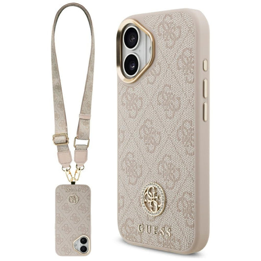 Etui na Apple iPhone 17, Guess, 4G Strass Logo and Big Strap, Różowy