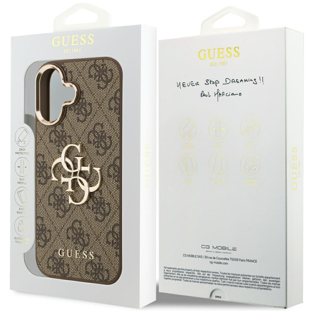 Etui na Apple iPhone 17, Guess, Big 4G Logo Classic, Złoty Brąz