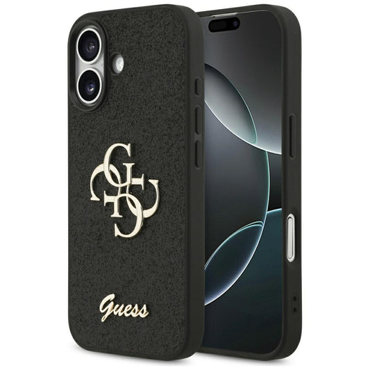 Etui na Apple iPhone 17, Guess, Fixed Glitter Big 4G, Czarne