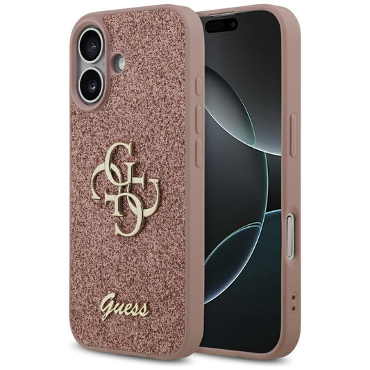 Etui na Apple iPhone 17, Guess, Fixed Glitter Big 4G, Różowy