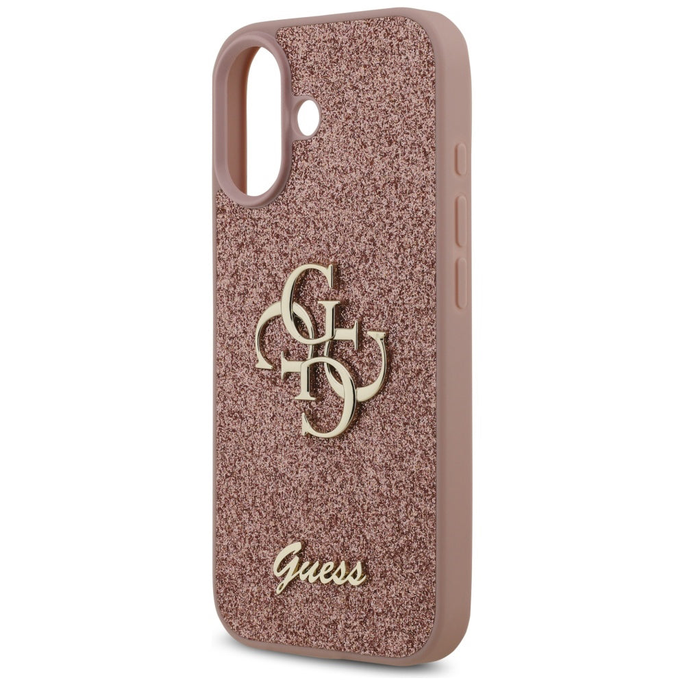 Etui na Apple iPhone 17, Guess, Fixed Glitter Big 4G, Różowy