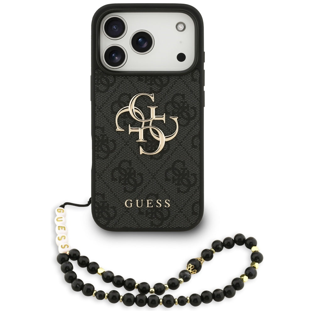 Etui na Apple iPhone 17 Pro, Guess, 4G Classic Logo with Strap, Czarne