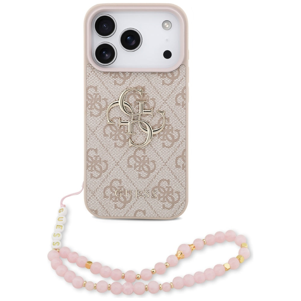 Etui na Apple iPhone 17 Pro, Guess, 4G Classic Logo with Strap, Różowy