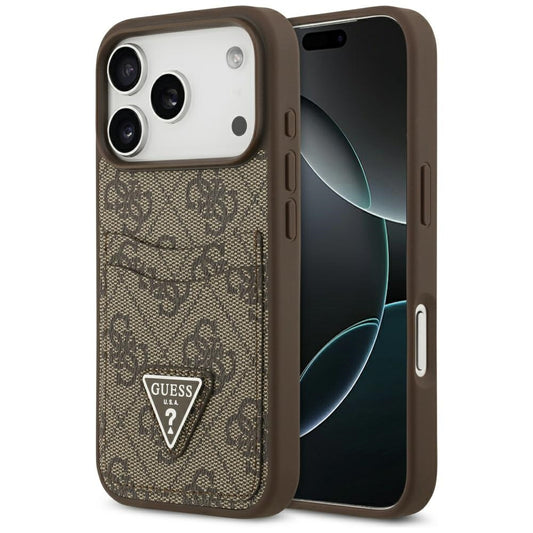 Etui na Apple iPhone 17 Pro, Guess, 4G Double Card Triangle, Brązowy