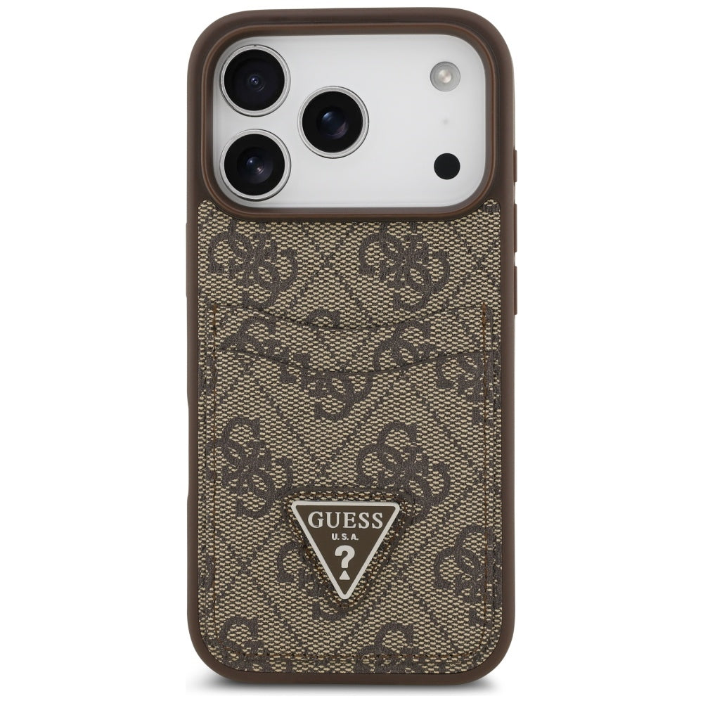 Etui na Apple iPhone 17 Pro, Guess, 4G Double Card Triangle, Brązowy