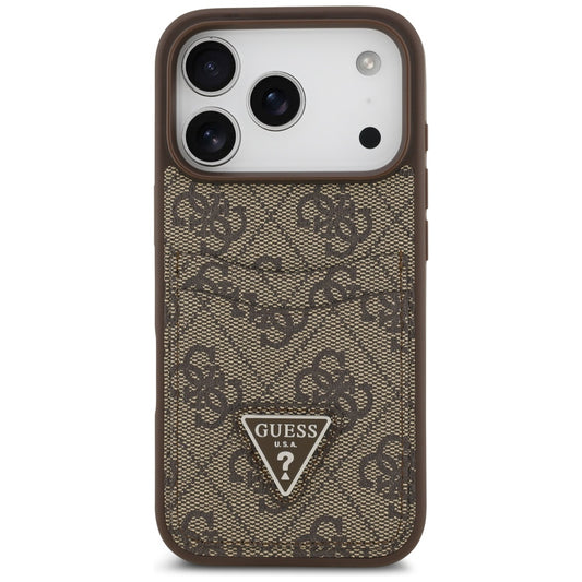 Etui na Apple iPhone 17 Pro, Guess, 4G Double Card Triangle, Brązowy