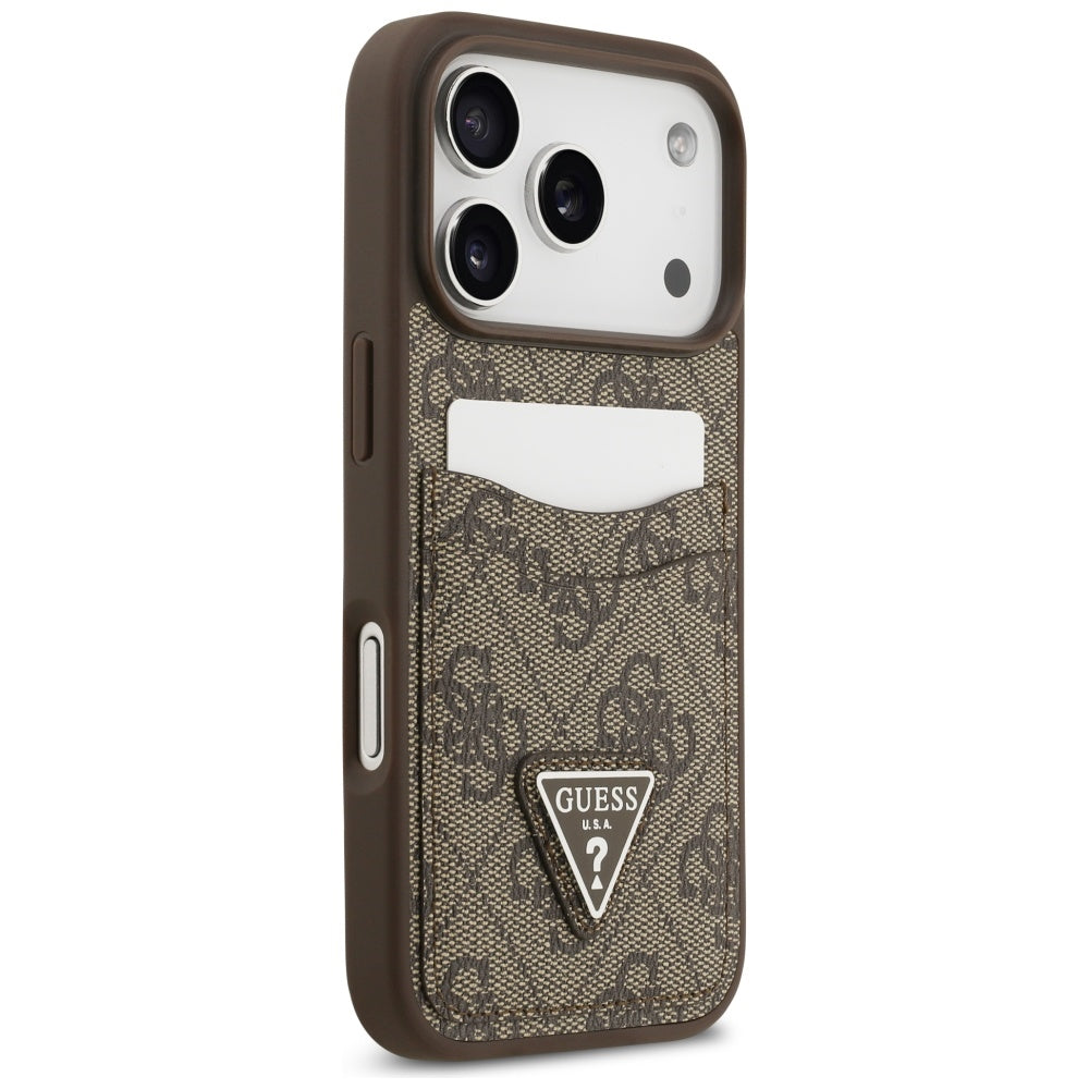 Etui na Apple iPhone 17 Pro, Guess, 4G Double Card Triangle, Brązowy