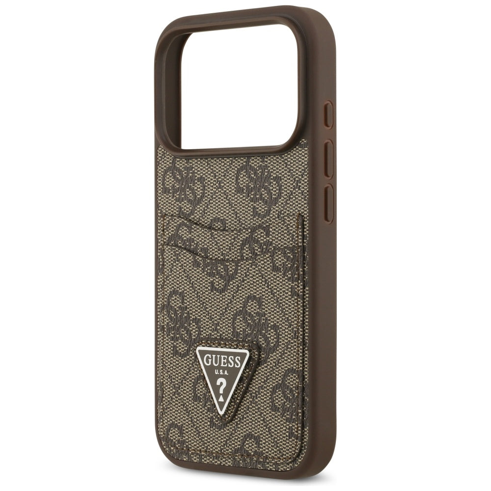 Etui na Apple iPhone 17 Pro, Guess, 4G Double Card Triangle, Brązowy