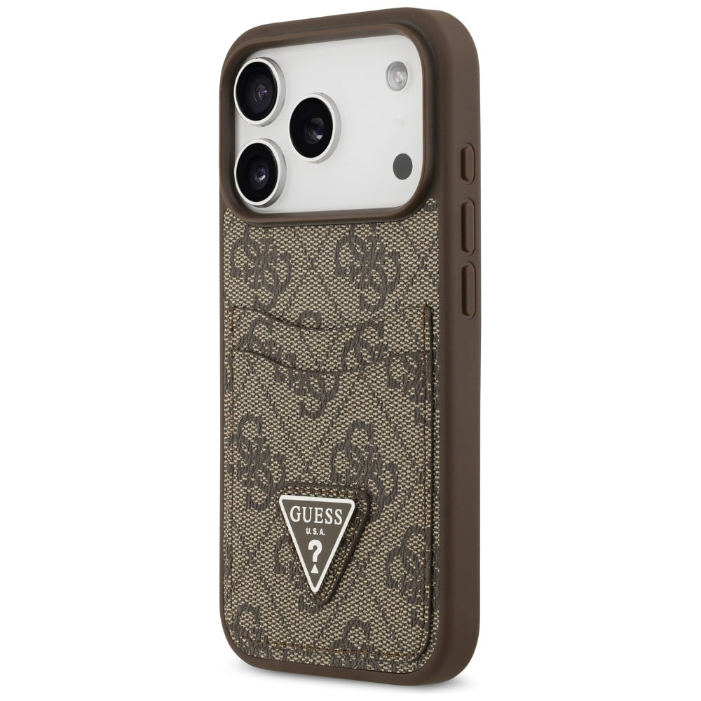 Etui na Apple iPhone 17 Pro, Guess, 4G Double Card Triangle, Brązowy