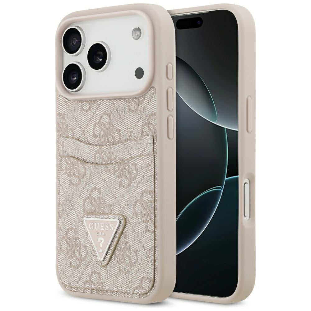 Etui na Apple iPhone 17 Pro, Guess, 4G Double Card Triangle, Różowy