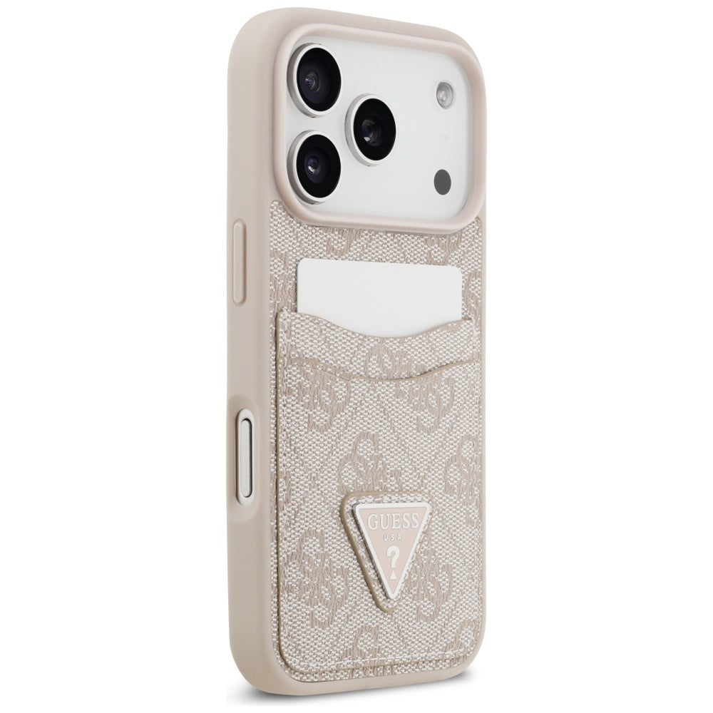 Etui na Apple iPhone 17 Pro, Guess, 4G Double Card Triangle, Różowy