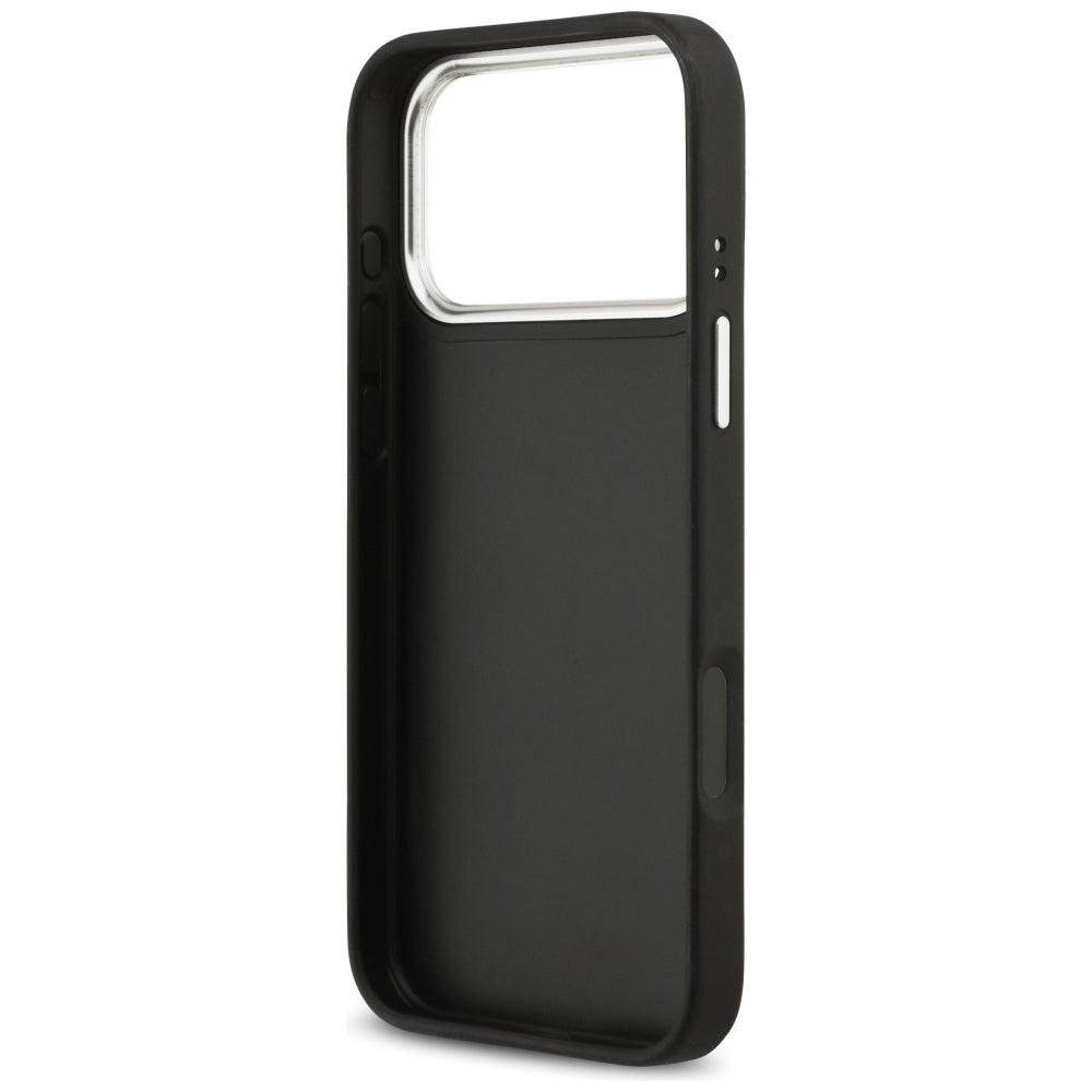 Etui na Apple iPhone 17 Pro, Guess, 4G Grained Big and Classic Logo, Czarne Srebrne