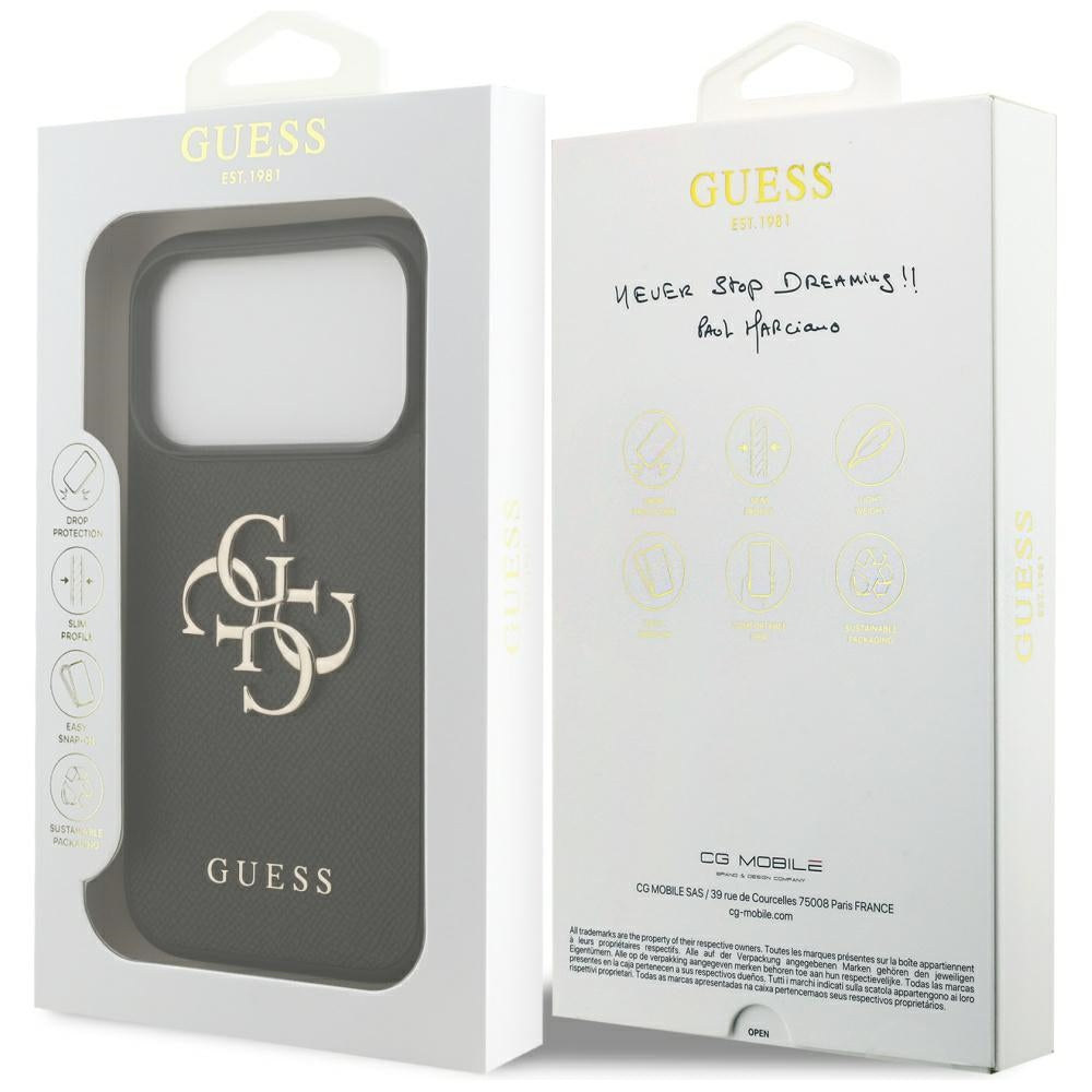 Etui na Apple iPhone 17 Pro, Guess, 4G Grained Big and Classic Logo, Czarne