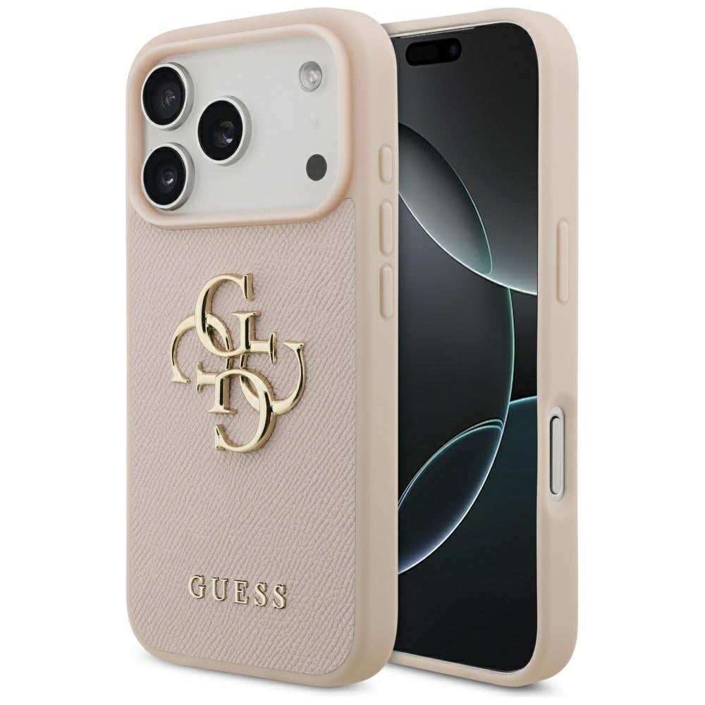 Etui na Apple iPhone 17 Pro, Guess, 4G Grained Big and Classic Logo, Różowy