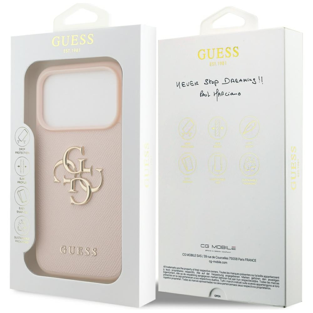 Etui na Apple iPhone 17 Pro, Guess, 4G Grained Big and Classic Logo, Różowy