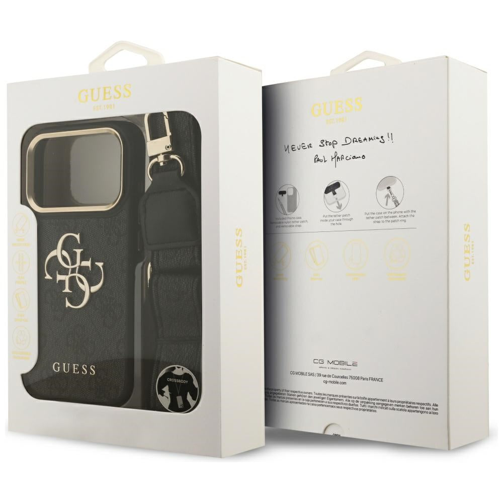 Etui na Apple iPhone 17 Pro, Guess, Big 4G Classic Logo with Big Strap, Czarne