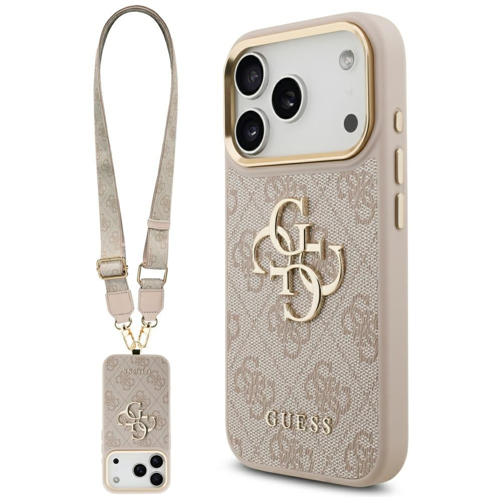 Etui na Apple iPhone 17 Pro, Guess, Big 4G Classic Logo with Big Strap, Różowy