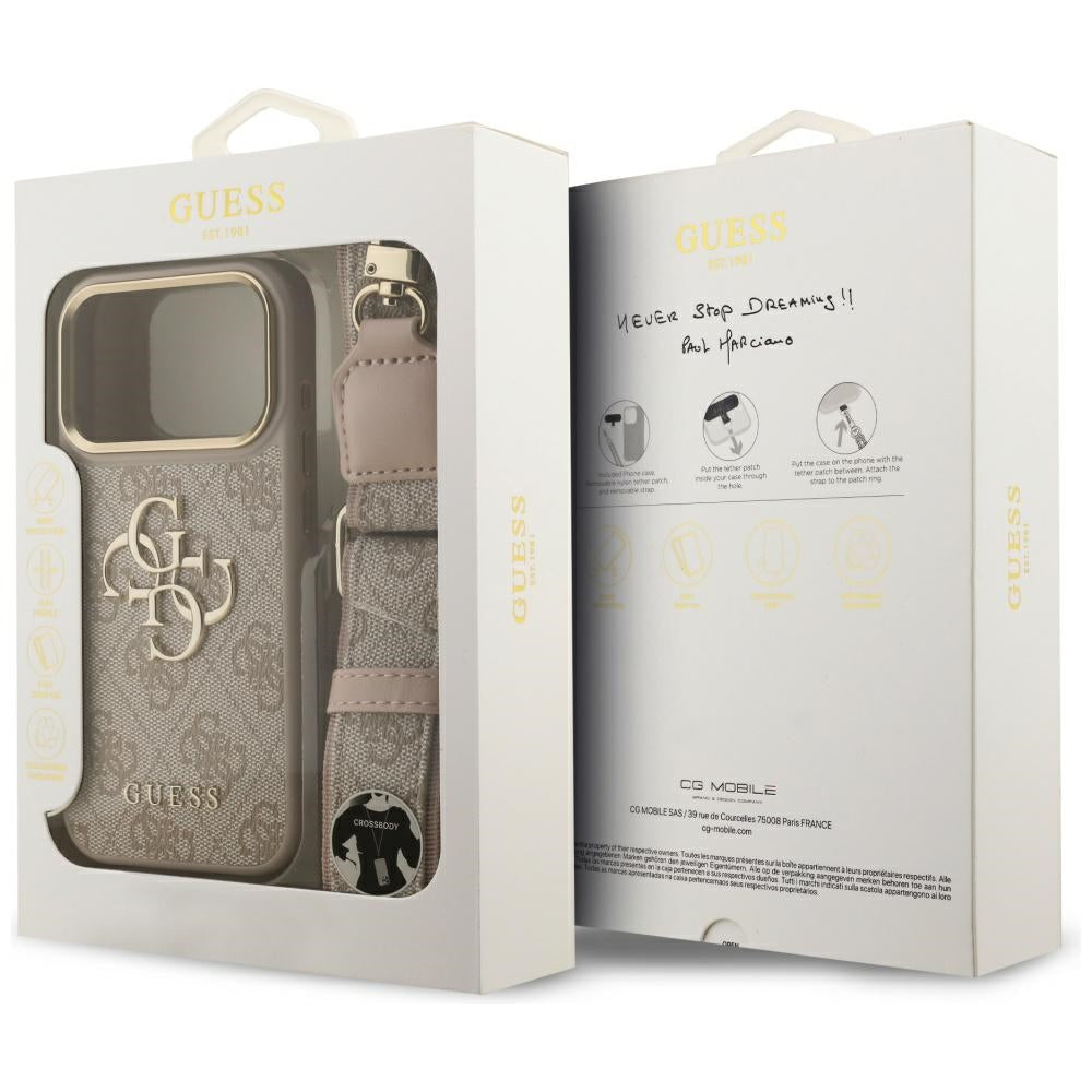 Etui na Apple iPhone 17 Pro, Guess, Big 4G Classic Logo with Big Strap, Różowy
