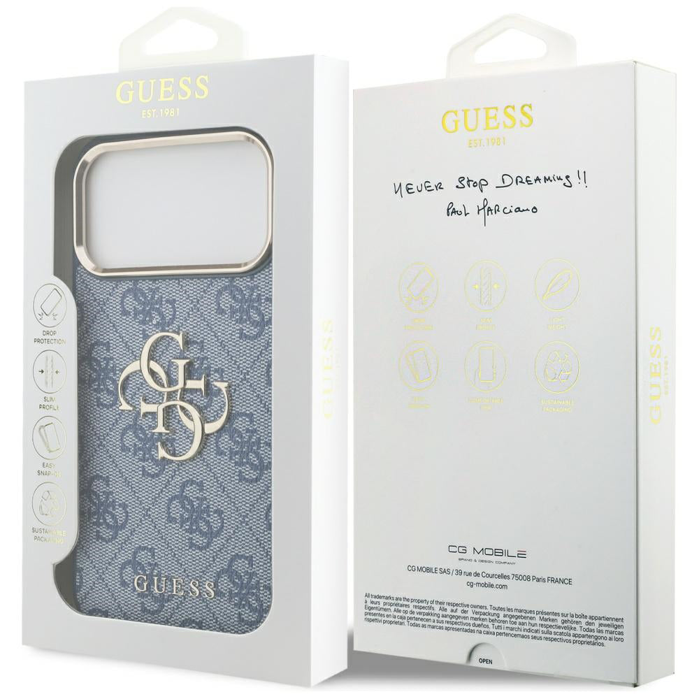 Etui na Apple iPhone 17 Pro, Guess, Big 4G Logo Classic, Złoty Niebieski