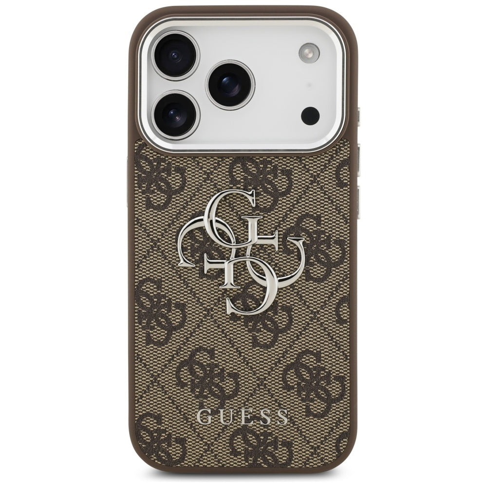 Etui na Apple iPhone 17 Pro, Guess, Big 4G Logo Classic, Brązowo-Srebrne