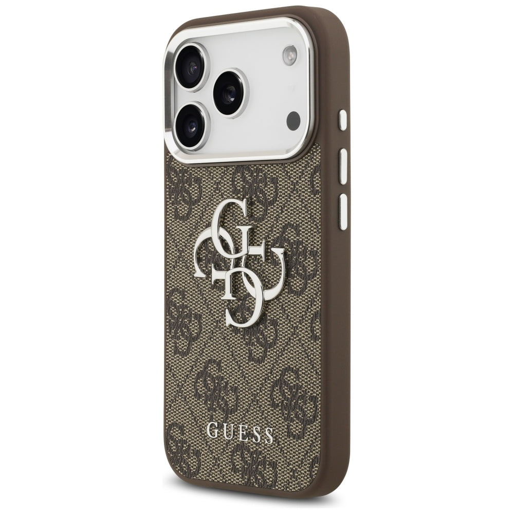 Etui na Apple iPhone 17 Pro, Guess, Big 4G Logo Classic, Brązowo-Srebrne