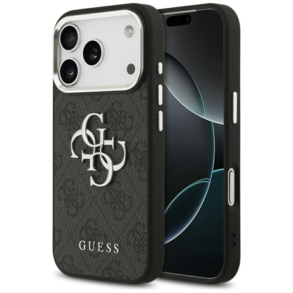 Etui na Apple iPhone 17 Pro, Guess, Big 4G Logo Classic, Czarne Srebrne