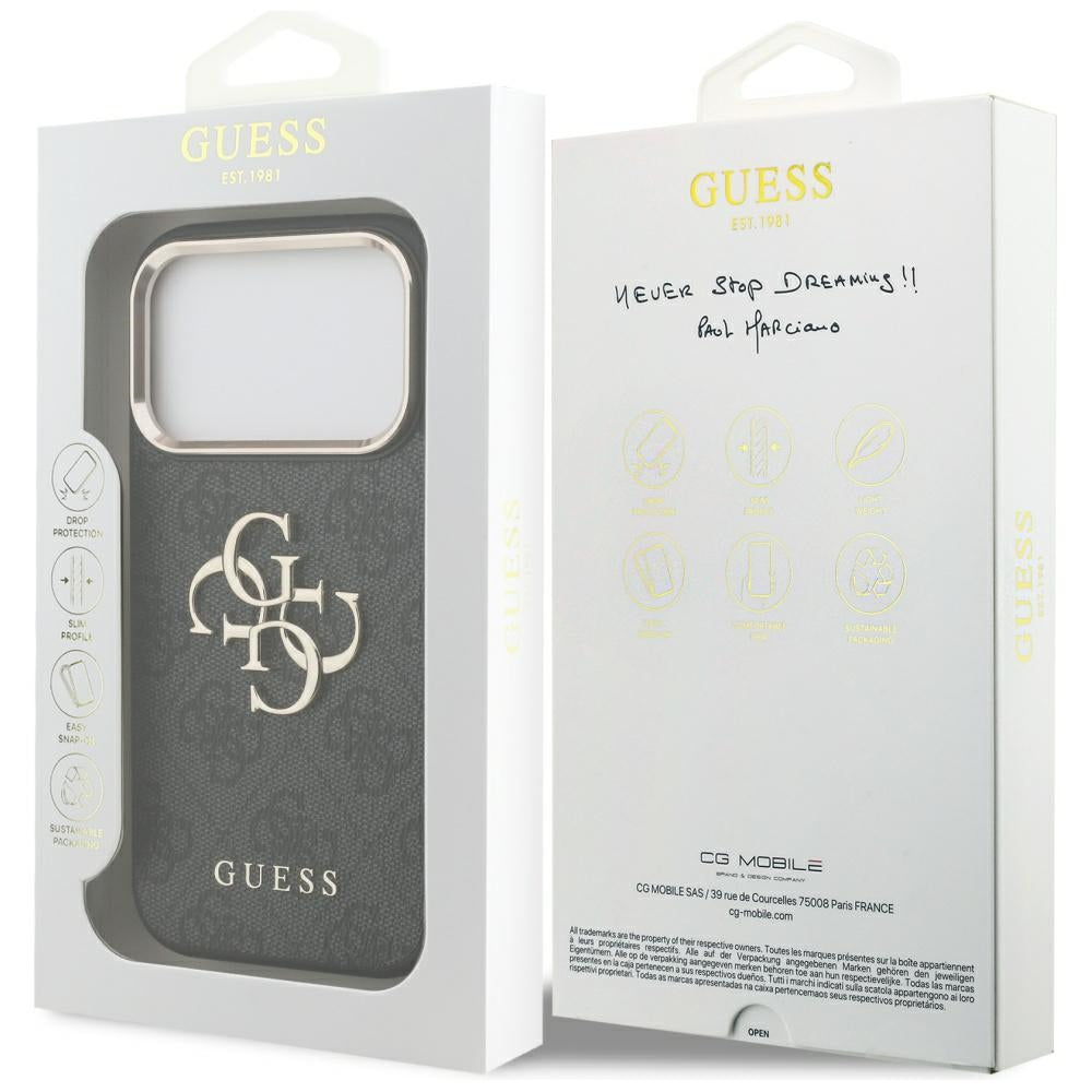 Etui na Apple iPhone 17 Pro, Guess, Big 4G Logo Classic, Czarne Złote