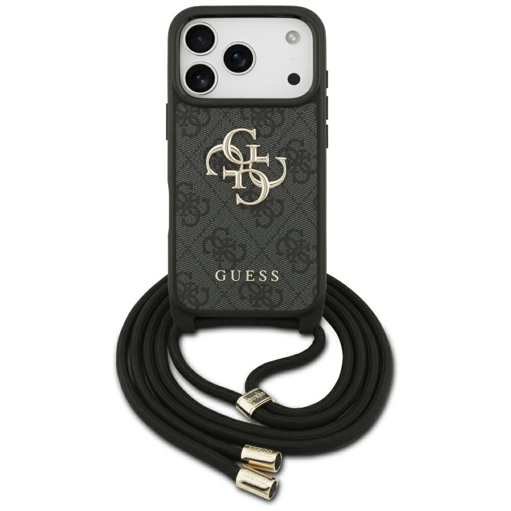 Etui na Apple iPhone 17 Pro, Guess, Crossbody Cord 4G Big Log, Czarne