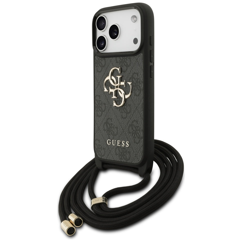Etui na Apple iPhone 17 Pro, Guess, Crossbody Cord 4G Big Log, Czarne