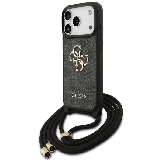 Etui na Apple iPhone 17 Pro, Guess, Crossbody Cord 4G Big Log, Czarne
