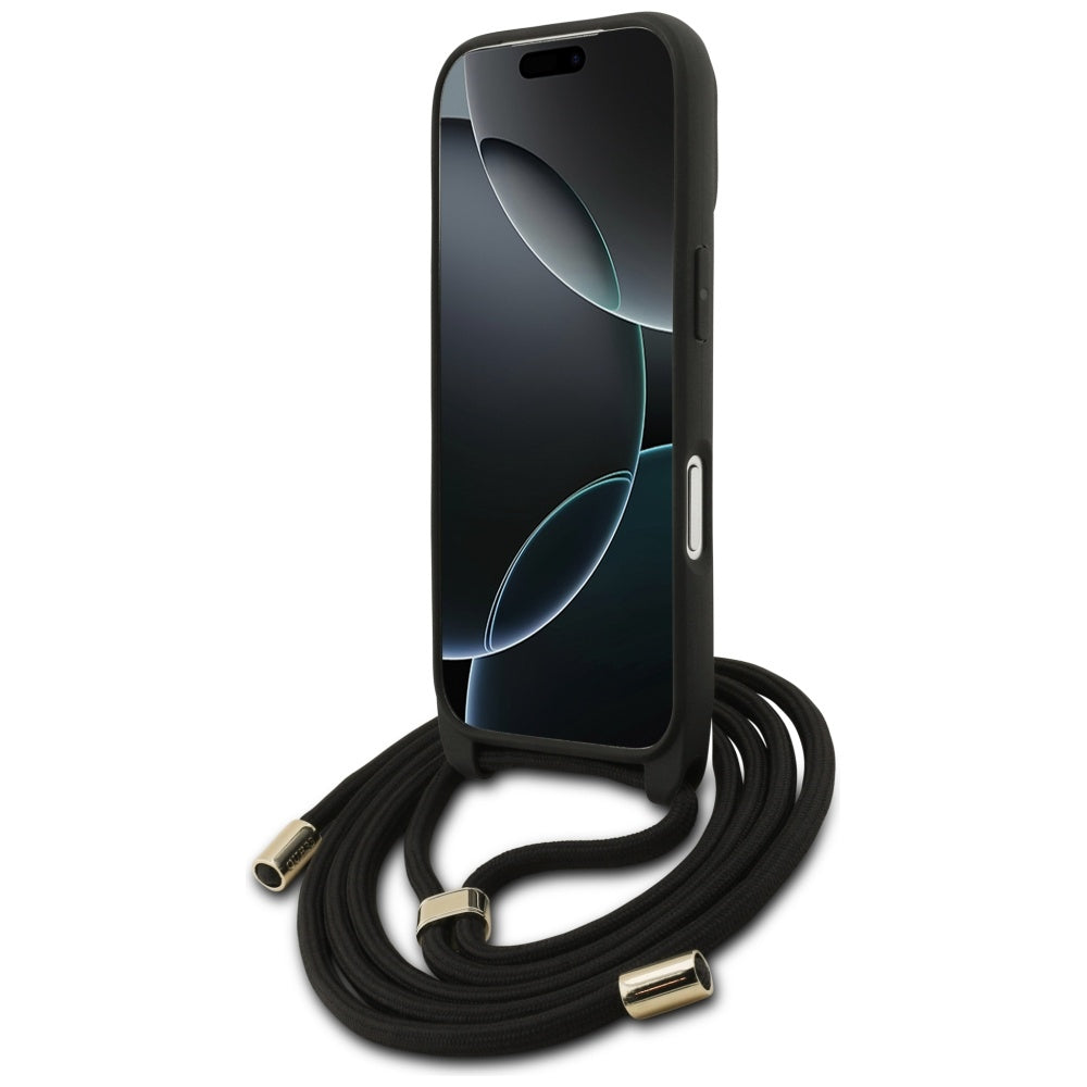 Etui na Apple iPhone 17 Pro, Guess, Crossbody Cord 4G Big Log, Czarne