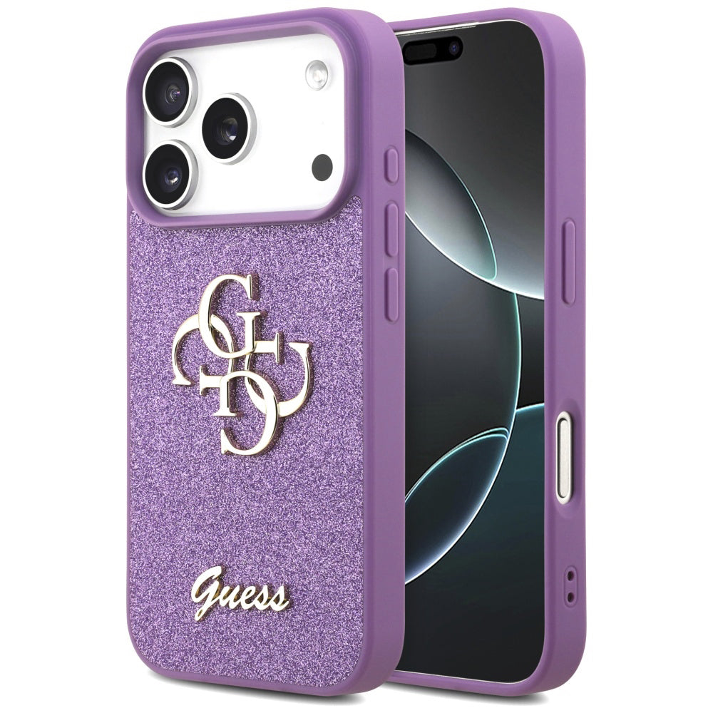 Etui na Apple iPhone 17 Pro, Guess, Fixed Glitter Big 4G, Fioletowy