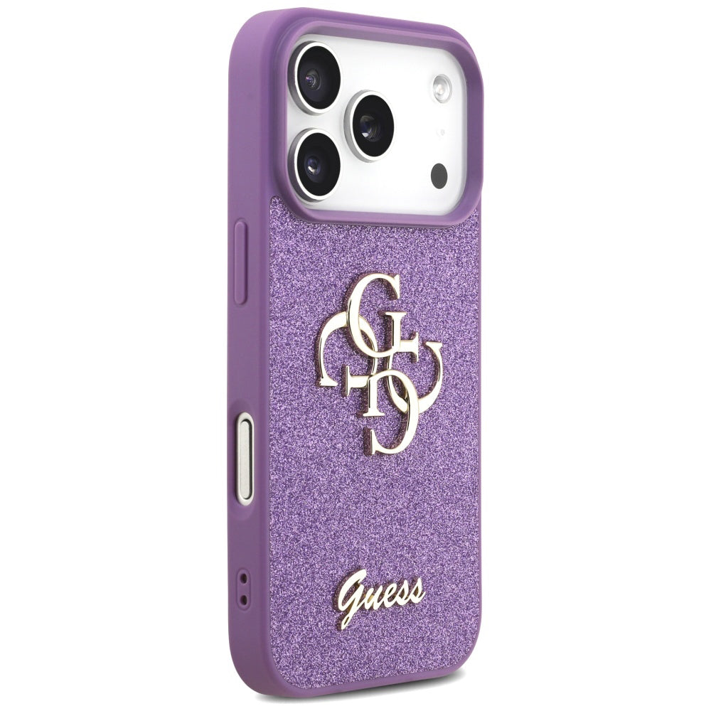 Etui na Apple iPhone 17 Pro, Guess, Fixed Glitter Big 4G, Fioletowy