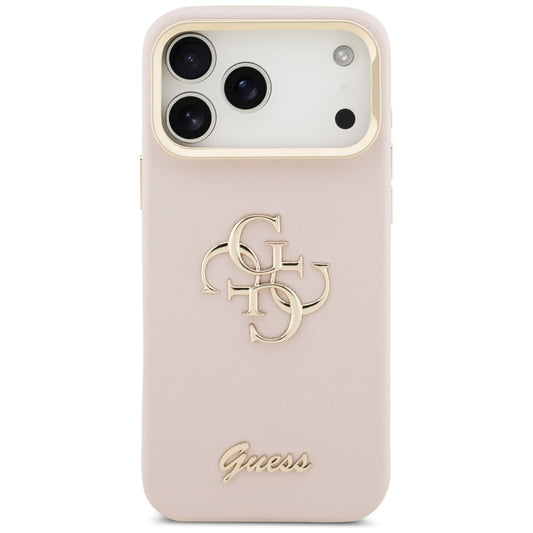 Etui na Apple iPhone 17 Pro, Guess, Grained Big 4G Stand Camera, Różowy