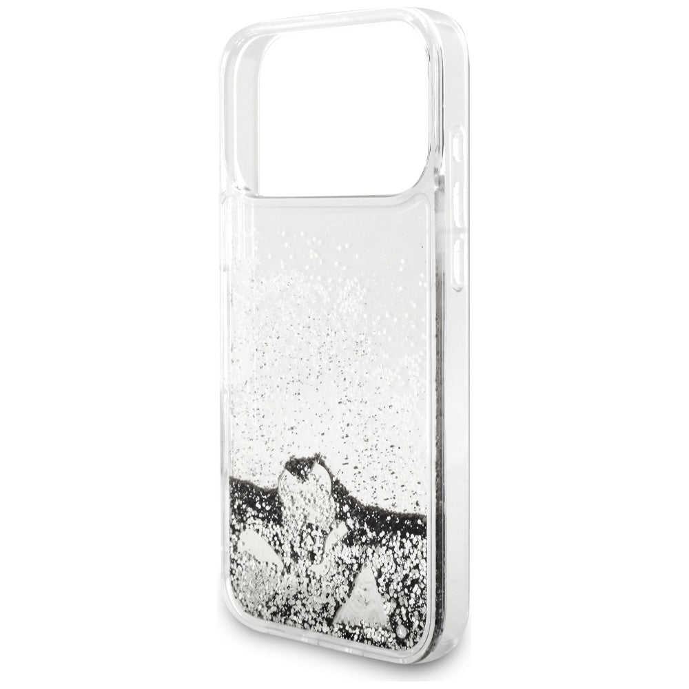 Etui na Apple iPhone 17 Pro, Guess, Liquid Glitter Charms, Srebrne